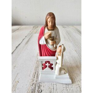 Vintage Jesus figurine statue praying religious plastic 228 unsure of maker